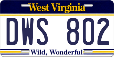 WV license plate DWS802