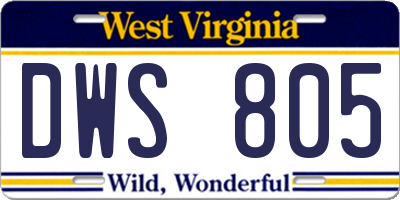WV license plate DWS805