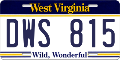 WV license plate DWS815