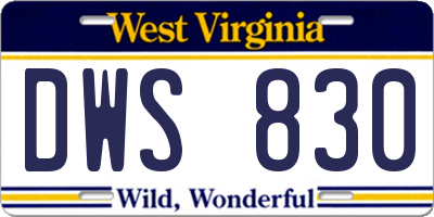 WV license plate DWS830
