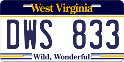 WV license plate DWS833