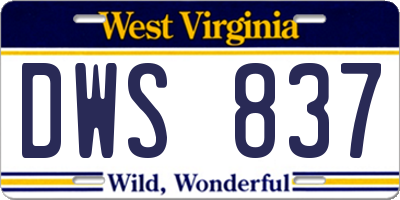 WV license plate DWS837