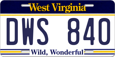 WV license plate DWS840