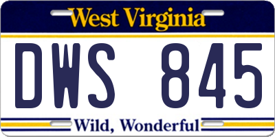 WV license plate DWS845