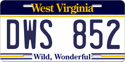 WV license plate DWS852
