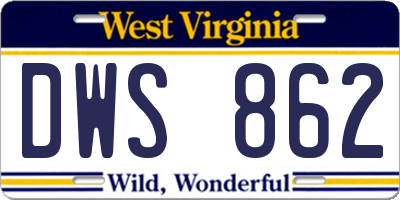 WV license plate DWS862