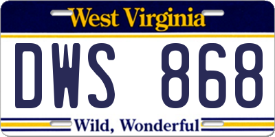 WV license plate DWS868