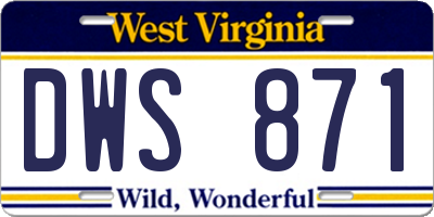 WV license plate DWS871