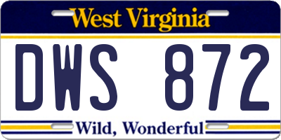 WV license plate DWS872