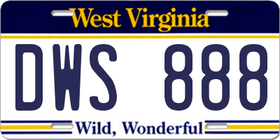 WV license plate DWS888
