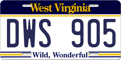 WV license plate DWS905