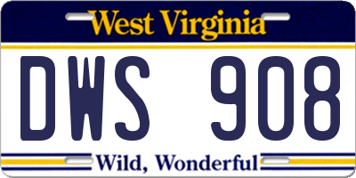 WV license plate DWS908