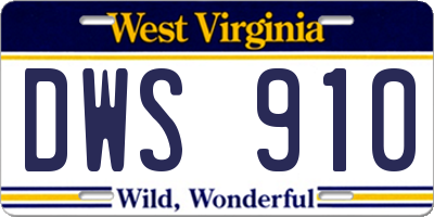 WV license plate DWS910