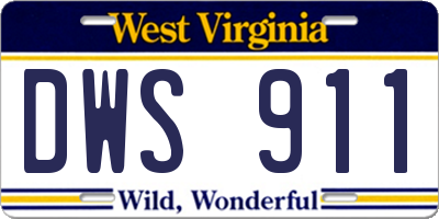 WV license plate DWS911