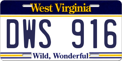 WV license plate DWS916