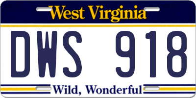 WV license plate DWS918