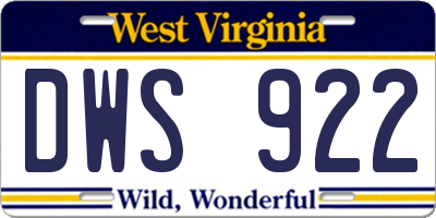 WV license plate DWS922
