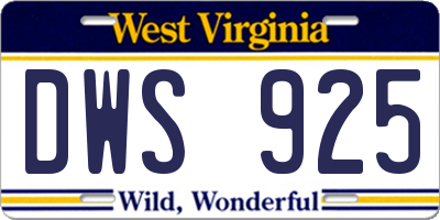WV license plate DWS925