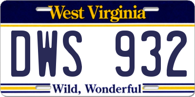 WV license plate DWS932