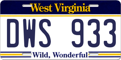 WV license plate DWS933