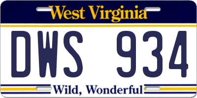 WV license plate DWS934