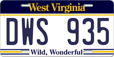 WV license plate DWS935