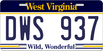 WV license plate DWS937