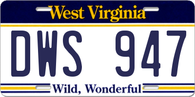 WV license plate DWS947