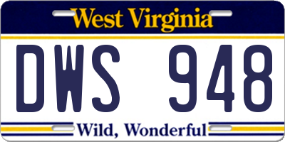 WV license plate DWS948