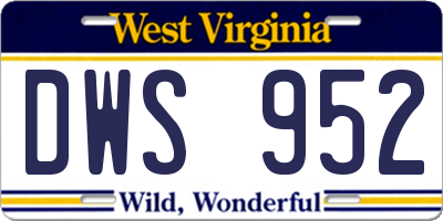 WV license plate DWS952