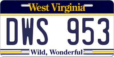 WV license plate DWS953
