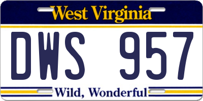 WV license plate DWS957