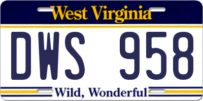 WV license plate DWS958