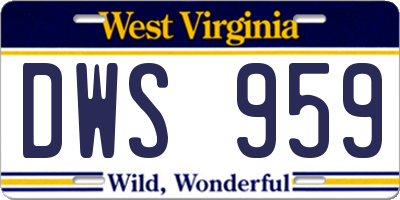 WV license plate DWS959