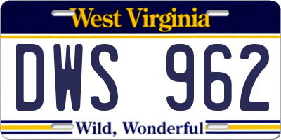 WV license plate DWS962