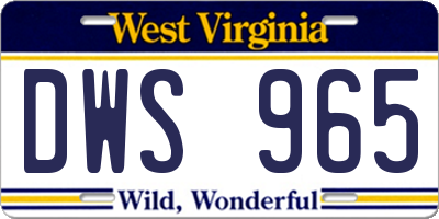 WV license plate DWS965