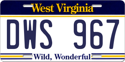 WV license plate DWS967
