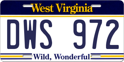 WV license plate DWS972