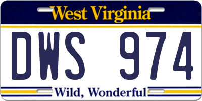 WV license plate DWS974