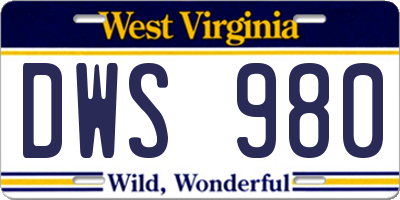 WV license plate DWS980