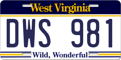 WV license plate DWS981