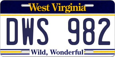 WV license plate DWS982