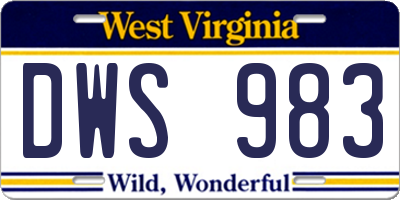 WV license plate DWS983
