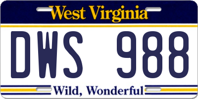 WV license plate DWS988