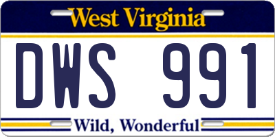 WV license plate DWS991