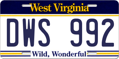 WV license plate DWS992