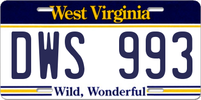 WV license plate DWS993