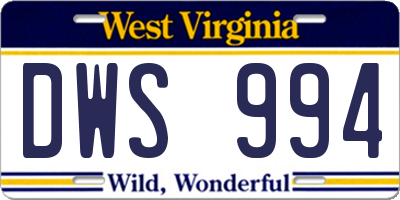 WV license plate DWS994