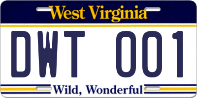 WV license plate DWT001