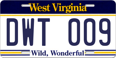 WV license plate DWT009